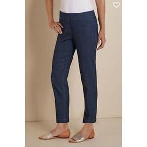 SOFT‎ Surroundings Super Stretch Pull On Ankle Pants Dark Wash Blue 2AC10 Medium